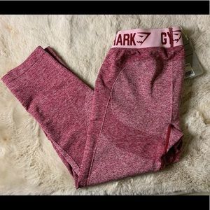 Gymshark Flex Cropped Legging Beet Marl/ Chalk Pink Small